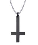 Vnox Jewelry Stainless Steel Upside Down Cross Necklace for Men,Inverted Pendant,Black,24"