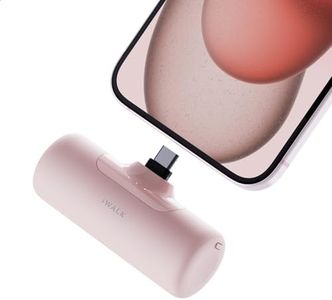 iWALK Small Portable Charger 4500mAh for iPhone 16/15 Series: Mini Power Bank with Built-in USB-C Connector, External Battery Pack for iPhone 15/15 Plus/15 Pro/15 Pro Max, Samsung S22/23, Pink