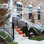 Taspire 300g Halloween Spider Web Decoration, with 100pcs Fake Spiders, Stretchable Halloween Cobwebs for Halloween Decorations for Party, Enough to Cover 1500 Square Feet