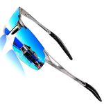 ROCKNIGHT Driving Polarized Sunglasses for Men UV Protection Mirrored Sunglasses Ultra Lightweight Al-Mg Metal Outdoor Golf Fishing Sports Sunglasses Rimless