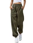 wkwmrpet Pantalon Femme Plus Size Cotton Baggy Sweatpants for Women Trendy Lounge Pants with Pocket Army Green XL