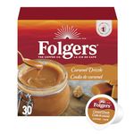 Folgers Caramel Drizzle Flavoured Coffee, Single Serve One Cup Pods made with Arabica Beans for Hot or Iced Drinks, 30 Count