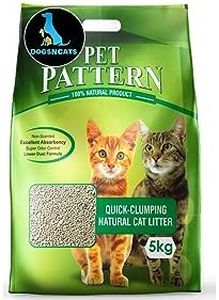 DogsNCats Pet Pattern Quick Clumping Natural Cat Litter with Benefits of Non Scented, Excellent Absorbency, Super Odour Control, Low Dust Formula, 5KG with Free Gnawlers Creamy Treat (15 g)