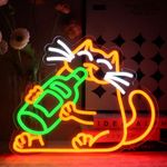 OYCGZV Beer Cat Neon Light Sign - Drink Cat Neon Sign for Wall Decor Funny Bar Neon Wall Light USB Led Sign for Bar Bedroom Man Cave Home Game Zone Room Party for Friends