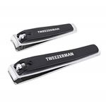 Tweezerman Stainless Steel Nail Clippers Set, Includes 1 Large Straight Edged Toenail Clipper & 1 Curved Edge Fingernail Clipper, (Pack of 2)