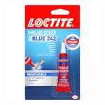 Loctite Threadlocker Blue 242 locks and seals threaded fasteners and prevent loosening from vibration, ideal for 6-19mm fasteners, great for small motors, mowers, equipment, nuts, bolts, screws, 6 ml