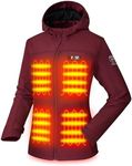 PTAHDUS Women's Heated Jackets 5 Heat Zones Battery Pack Included, with Hand Warmer Pocket(Amaranth, Small)