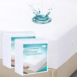 Twin XL Waterproof Zippered Mattress Encasement, Breathable, Noiseless, Machine-Washable Zipped Mattress Cover, Fitting 7" - 13" Deep Mattress 2 Pack