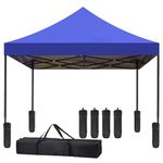 Ruesleag Pop Up Camping Tent Canopy 10x10 Pop Up Party Tent Outdoor Instant Folding Protable Gazebo with Carrying Bag Gazebo Shelter for Wedding Patio Deck Garden and Beach,Blue