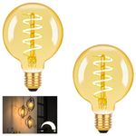 DSLebeen Vintage Edison Light Bulb: G95 Dimmable E27 Screw Bulb - Decorative Spiral Filament Large LED Globe Bulbs, 4W 350lm Retro Amber Lamp Warm White Lighting 2200K, 40W Equivalent, Pack of 2