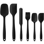 Elisel Silicone Spatula Set 6 Piece Sets of Baking Tools Stainless Steel Core Scratch Free Heat Resistant Silicone Scraper Shovel for Cooking, Baking and Mixing (Black 6)