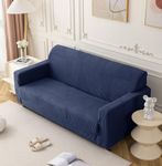 House of Quirk Universal Jacquard Waterproof Thickened Fabric Sofa Cover Soft Touching Cover for Couch Flexible Stretch Sofa Slipcover (Five Seater, Navy)