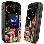 Case for Alcatel Go Flip 4 / TCL Flip Pro/TCL Flip Phone Case with Screen Protector, Dual Layer Anti-Slip Heavy Duty Shockproof Slim Armor Cover Cases, Mushroom Fairy Garden