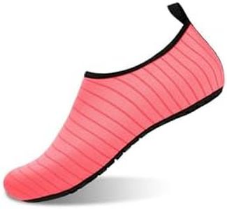 Water Shoes for Men & Women, Barefoot Quick-Dry Aqua Sports Socks - Slip-On Beach Swim Shoes for Surfing, Yoga Hiking & Outdoor Water Sports | Lightweight Non-Slip Reef Shoes (pink, Adult, Women, 7, Numeric, US Footwear Size System, Wide)