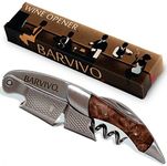 Barvivo Professional Waiters Corkscrew - Stainless Steel and Bai Ying Wine Opener and Bottle Opener with Double-Hinged Fulcrum - Durable Cork Screws for Wine Bottles with Foil Cutter - 11.9x1.5x3 cm