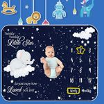 Baby Milestone Blanket - Baby Monthly Milestone Blanket for Boys Girls - Sleeping Elephant Twinkle Little Star - Neutral First Year Growth Months Chart - Premium Shower Gifts for Newborn 60"x40"(Dark Blue)