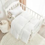 Rose Feather Toddler/Travel/Crib Goose Down Comforter Duvet/Blanket Multifunctional,100% Organic Cotton & Washable Unisex Kids,All Season,White 41x48