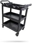 Adam's Polishes Premium Detail Cart - Car Detailing Cart 3-Tiered Shelves 250 Pound Per Shelf Capacity - Heavy Duty Casters Rolling Cart, Features Bottle Holders, Cutouts, & Pegs for Organization
