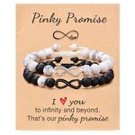 Seyaa Valentines Day Couples Gifts Matching Bracelets Howlite and Black Matte Agate Infinity Bracelets for Couples Boyfriend Girlfriend Lover, Stainless Steel Stone, no gemstone