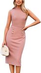 GRACE KARIN Women's Summer Dress Business Work Dress Sleeveless Button Down Midi Dress Pink 2XL