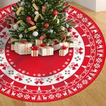 Christmas Tree Skirt,48 inches Xmas Tree Decorations Snowflakes Reindeer Christmas Tree Mat Large Christmas Tree Base Covers for New Year Party Christmas Decorations Indoor Outdoor Holiday Decor