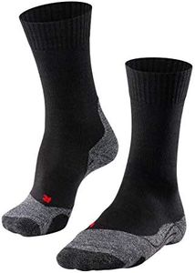 FALKE Men's TK2 Explore Hiking Socks, Wool, Black (Black-Mix 3010), 9.5-10.5 (1 Pair)