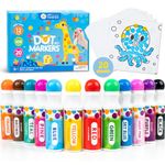 Jar Melo Washable Dot Markers, 12 Colors Dot Paints with 108 PDF & 20 Physical Activity Papers, Non-Toxic Bingo Daubers for Toddlers