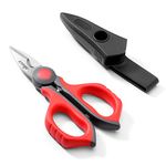 LIVINGO 6" Multi-Purpose Electrician Scissors : Professional Heavy Duty Comfortable Grip Cable Cutting Shears and Wire Stripper with Crimping Function, Sharp Stainless Steel Serrated Blade, Belt Clip