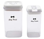 Geyecete Dog Food and Treats Storage Container - Clear Plastic - Storage Canister Tins-Dog Food and Dog Treats(Two-piece set)