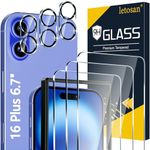 letosan [3+3 Pack] Screen Protector for iPhone 16 Plus 6.7-Inch, 9H Tempered Glass, HD Clear Case Friendly for iPhone 16 Plus Glass Screen Protector