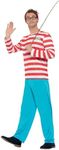 Smiffy's Men's Where's Wally? Costume, Top, Trousers, Glasses & Hat, Colour: Red and White, Size: M, 34591