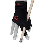 Longoni Black Fire 2.0 Billiard Pool CUE Glove - for Left or Right Hand - Black (Large, for Right Hand (Left-Handed Player))