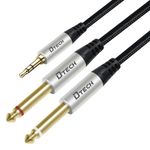 DTECH 3 Feet 1/8 to Dual 1/4 Audio Cable Male 3.5mm TRS Stereo to Dual Male 6.35mm TS Mono Y Splitter Audio Braided Cord for iPhone, iPod, PC, Sound Card, Mixer, Multimedia Speaker, Home Stereo System