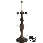 WERFACTORY Table Lamp Base Replacement Only, Wide 6.5 Height 24 Inch, Fit for 12, 14, 16, 18 Inch Tiffany Style Stained Glass Lampshade, Dark Bronze Finish, Metal, Pull Chain Switch