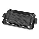 MEETOZ 2Pcs Grill Basket, Nonstick Grilling Tray Durable Grill Pans with Holes, Thicken Grill Pan for Outdoor Grill Small and Big Topper Baskets BBQ accessories for Vegetable, Fish, Meat, Seafood