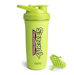 Smartshake TMNT Reforce Protein Shaker Stainless Steel 900ml | 30oz - Leak Proof Screw Cap - BPA Free - Non-Insulated - Unisex Gym Shaker Stainless Steel - Light Green