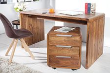 DEMIWALL Wooden Office Table for Work from Home | Computer/Laptop Workstation Gaming Desk | Solid Wood | Desk with 3 Drawer Storage |Sheesham | Natural Teak Finish