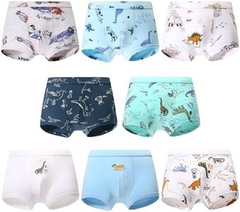 Child Boy Undwear Cotton Boxer Briefs Breathable Kids Animal Car Children Underpants Soft 8 Packs For 4-14 Kids (US, Digital, 10, Regular, Double Dinosaur)