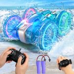 Remote Control Cars, Amphibious Remote Control Car, Waterproof RC Stunt Car with Gesture Sensing and LED Light, RC Car Toys Gifts for 3-12 Years Old Boys, Beach Water Remote Control Car Toy for Kids