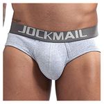 JOCKMAIL Sexy Men Underwear Briefs Cotton Mens Briefs Low Waist Breathable Mens Boxer Briefs M to XXL (M, Grey)