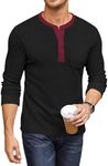 COOFANDY Men's Henley Shirts Long Sleeve Basic Waffle Pique Pullover T-Shirt with Pocket