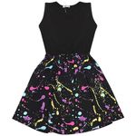 A2Z 4 Kids Girls Pastel Splash Print Outfit Summer Skater Dresses - Splash 240 Panel Skater Black._9-10