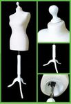 The Shopfitting Shop Size 6-8 WHITE Female Dressmaking Mannequin Dummy & Tailors Bust on White Tripod Stand