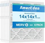 AmazEden 14x14x1 Air Filter MERV 8 (6-Pack) MPR 600 FPR 5 HVAC AC Furnace Filters Pleated Dust Defense Replacement for Home (Actual Size: 13.75x13.75x0.75 Inches)