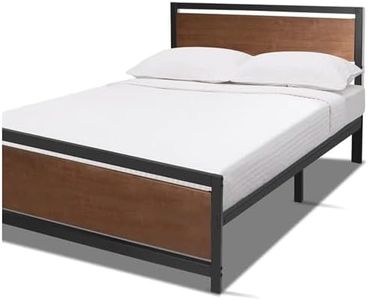 Royal Sleep King Bed Frame - Iron Frame with Wood Headboard, Footboard, and Slats - Bedroom Furniture - Metal Base + Platform & Wooden Board Sets - No Box Spring Necessary - Modern Bedframe