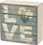 Primitives by Kathy Love - Aqua Marine Mini Beach Plankboard Home Décor Sign,wood, paper,Blue/White