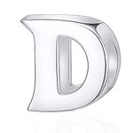 Letter D Charm fits Pandora Style Bracelet, Polished 925 Sterling Silver Initial D Alphabet Bead Charms, Gift for Dad/Daughter/Birthday