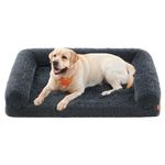 Feandrea Fluffy Large Dog Bed, XXL Orthopedic Dog Sofa Bed for Large Dogs, Egg Crate Foam Pet Bed Pet Couch with Sides and Removable Washable Cover, 122 x 85 x 24 cm, Dark Grey PGW234G01