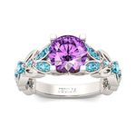 Jeulia Simulated Gemestone Butterfly Rings Sterling Silver Round Cut Bridal Set Birthstone Purple & Blue CZ Engagement Rings Anniversary Promise Rings for Her with Jewelry Gift Box (6)…