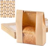 25 Pieces Paper Bread Bags Sourdough Bread Bags for Homemade Bread Large Bakery Bags with Window Includes 25 Pieces Label Seal Stickers for Homemade Bread Storage (10x21x32 cm)